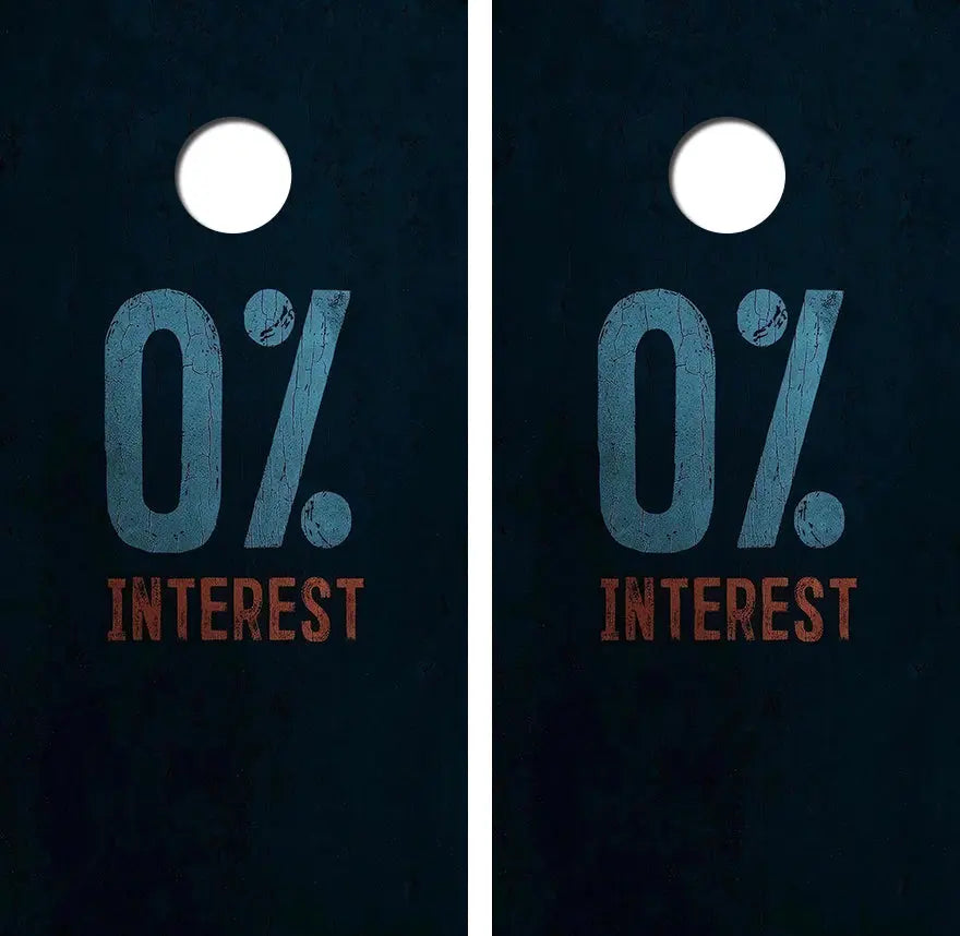 0% Interest Cornhole Wood Board Skin Wrap Ripper Graphics