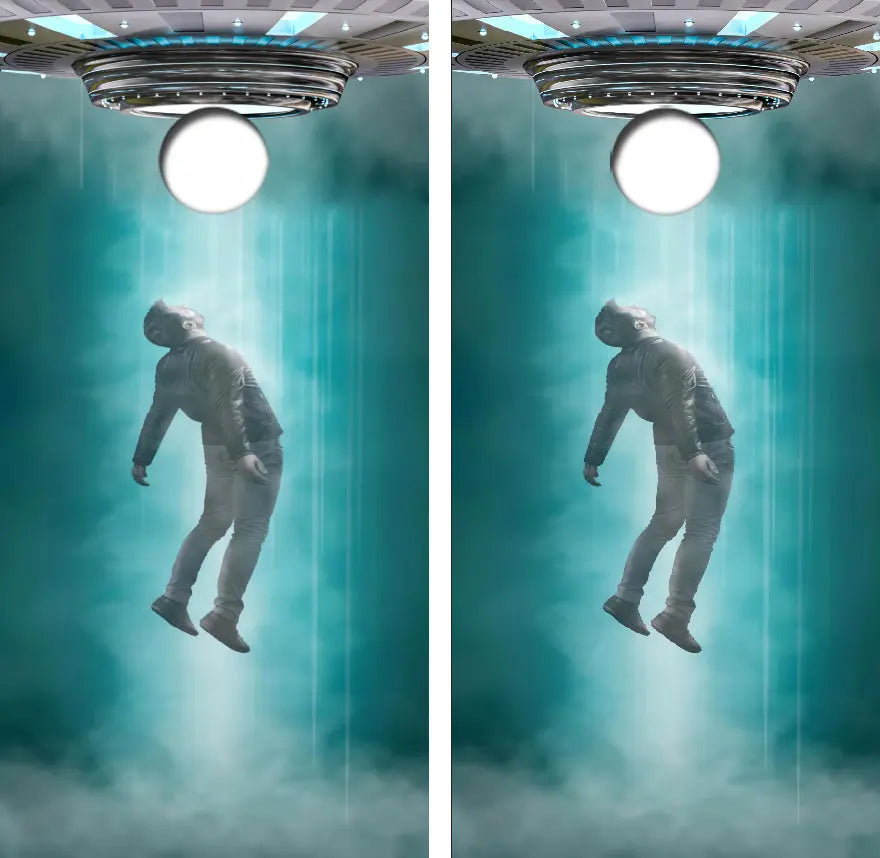 Beam Me Up UFO Cornhole Wrap Decal with Free Laminate Included Ripper Graphics
