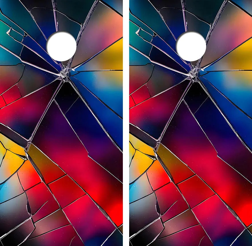 Broken Glass Cornhole Wood Board Skin Wrap Ripper Graphics