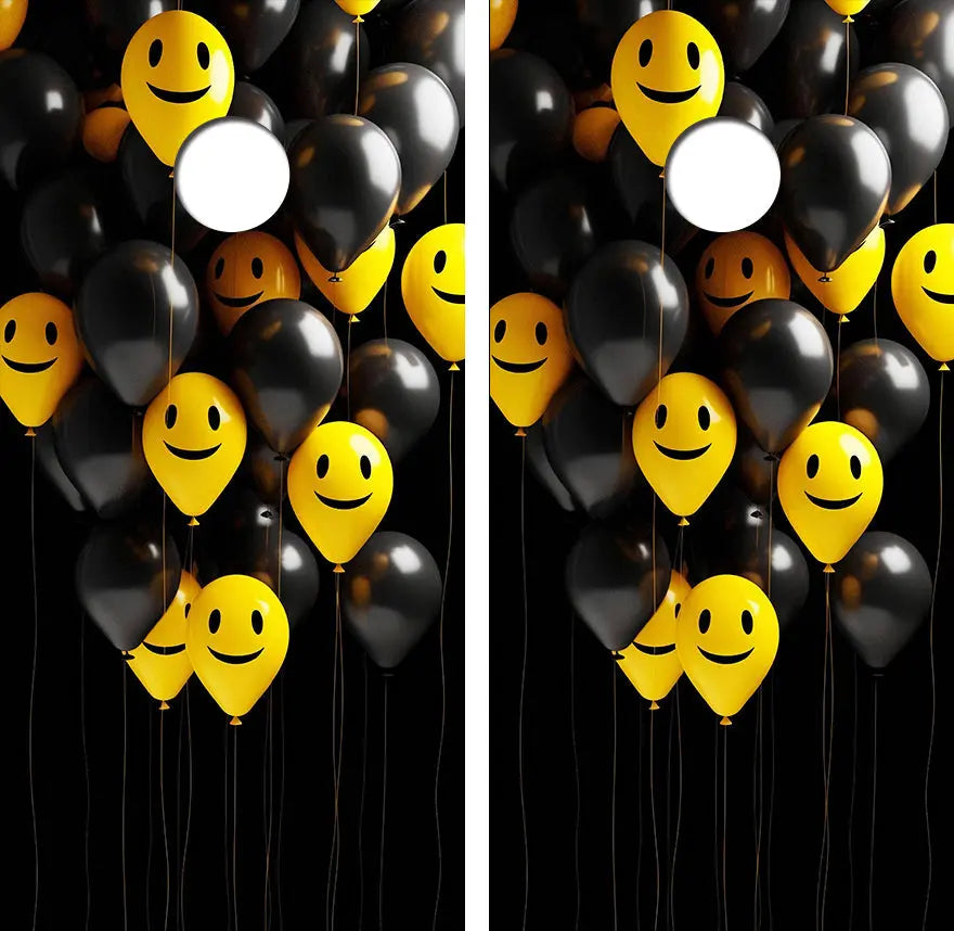 Happy Balloons Cornhole Wood Board Skin Wrap Ripper Graphics