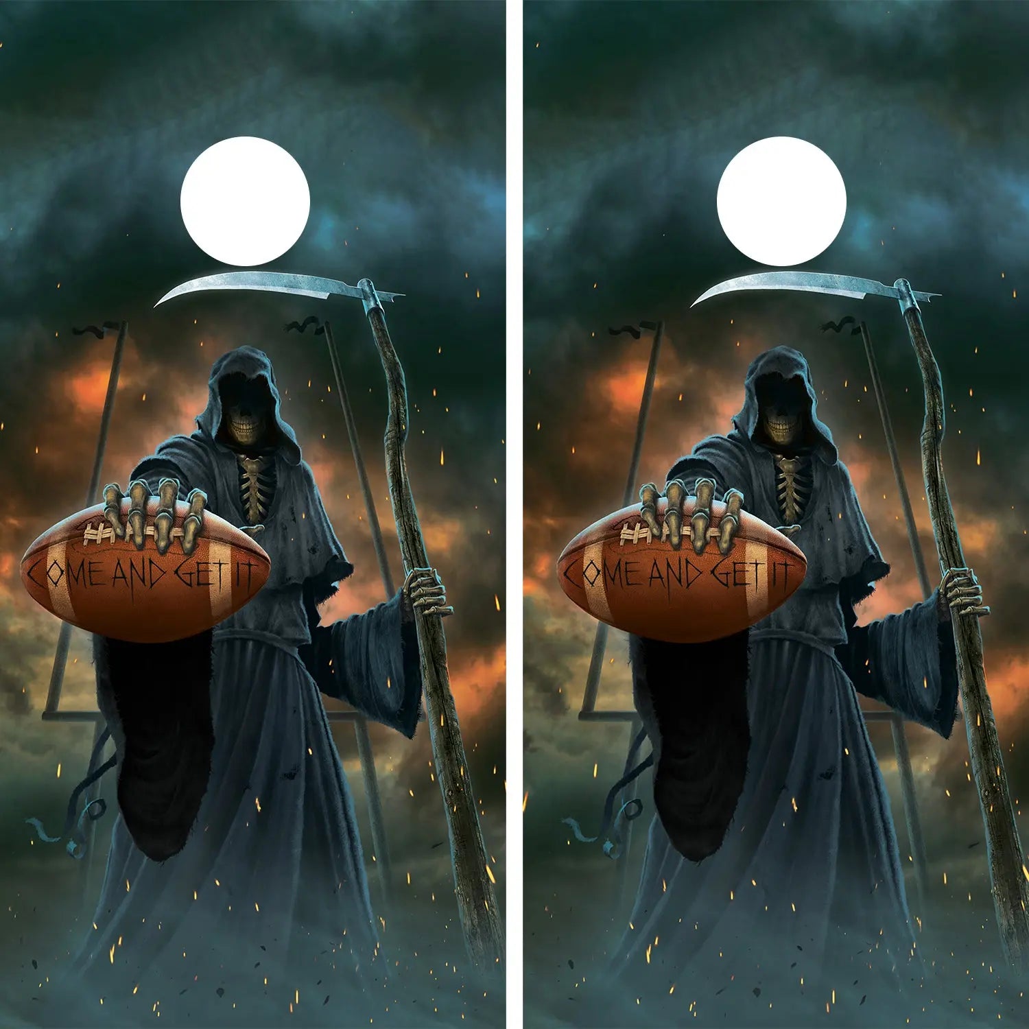 KT Cornhole - Death Does It laminated Cornhole Vinyl Wraps / Sticker KT Cornhole Wraps and Boards