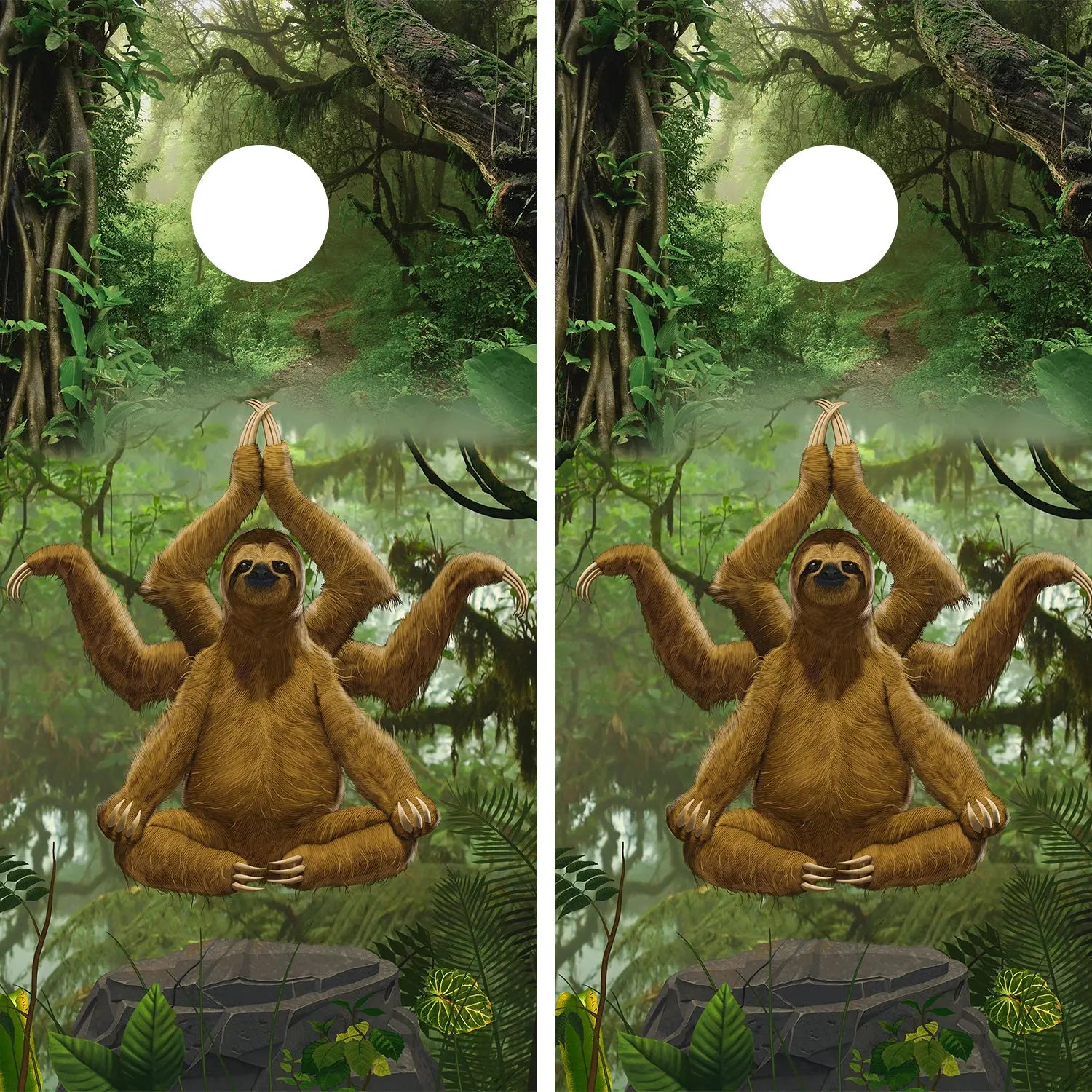 KT Cornhole - Zen Sloth laminated Cornhole Vinyl Wraps / Sticker KT Cornhole Wraps and Boards