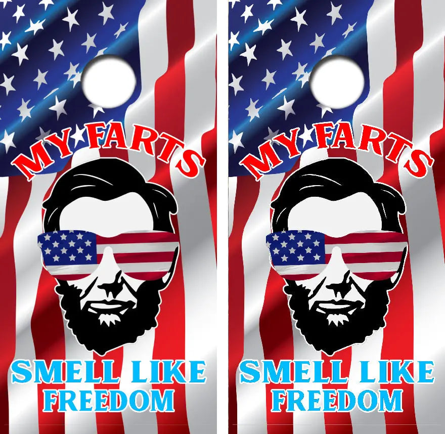 My Farts Smell Like Freedom Cornhole Wrap Decal with Free Laminate Included Ripper Graphics