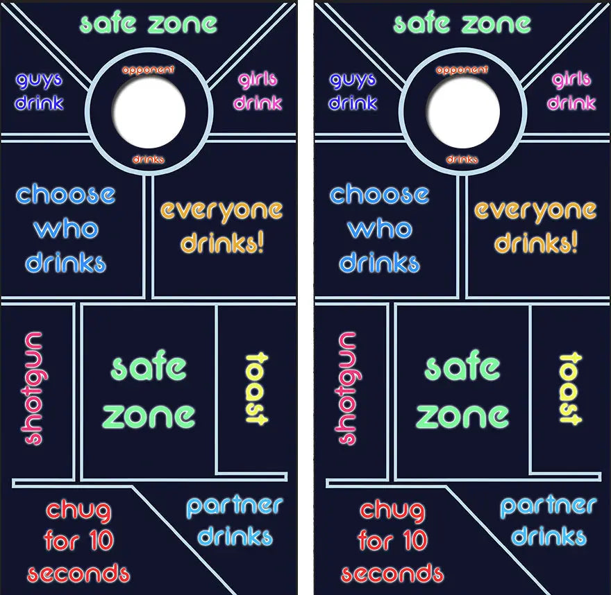 Neon Drinking Game Cornhole Wood Board Skin Wrap Ripper Graphics