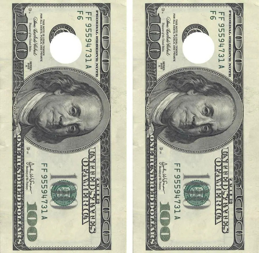 $100 Bill Cornhole Wood Board Skin Wrap Ripper Graphics