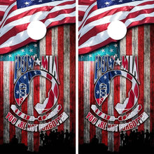 Load image into Gallery viewer, "American Flag POW MIA Cornhole Vinyl Wraps and Cornhole Boards (2 Pack) FH2092 KT Cornhole "