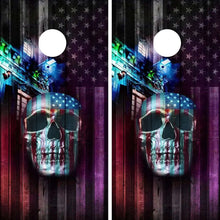 Load image into Gallery viewer, "American Flag Patriotic Skull Cornhole Vinyl Wraps & Cornhole Boards (2 Pack) FH2049 KT Cornhole "
