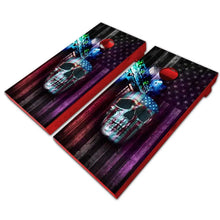 Load image into Gallery viewer, "American Flag Patriotic Skull Cornhole Vinyl Wraps & Cornhole Boards (2 Pack) FH2049 KT Cornhole "