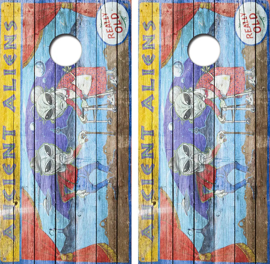 Ancient Aliens Cornhole Board Skin Wraps FREE LAMINATE Ripper Graphics