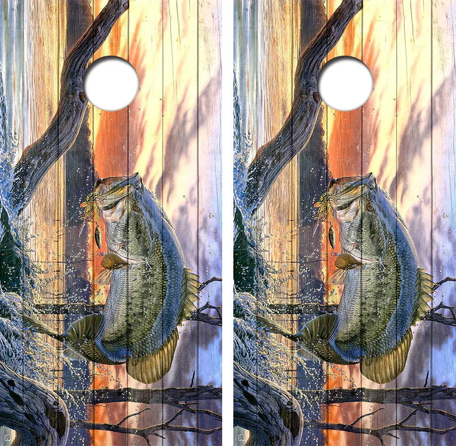 Bass Cornhole Board Skin Wraps FREE LAMINATE Ripper Graphics