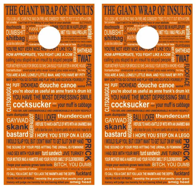 Big Wrap Of Insults Cornhole Wood Board Skin Wrap Ripper Graphics