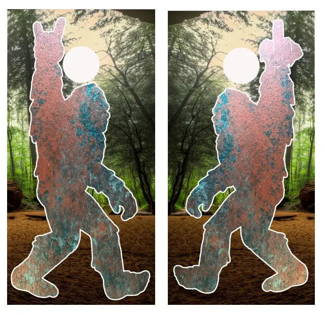Bigfoot Finger & Devil Horns Cornhole Wrap Decal with Free Laminate Included Ripper Graphics
