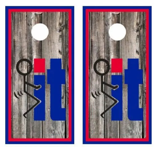 Bleep It Funny Character Barnwood Cornhole Wood Board Skin Wraps Ripper Graphics