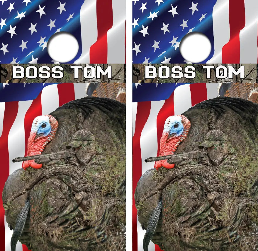 Boss Tom Turkey Hunter Cornhole Wrap Decal with Free Laminate Included Ripper Graphics
