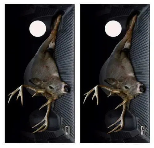 Buck In A Bed Cornhole Wood Board Skin Wrap Ripper Graphics