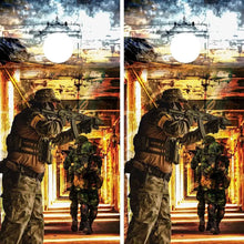 Load image into Gallery viewer, "Burning City Military Patrol Cornhole Vinyl Wraps & Cornhole Boards (2 Pack) FH2077 KT Cornhole "