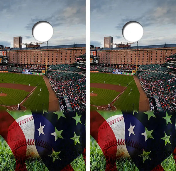 Camden Yard Baseball Cornhole Wood Board Skin Wrap Ripper Graphics