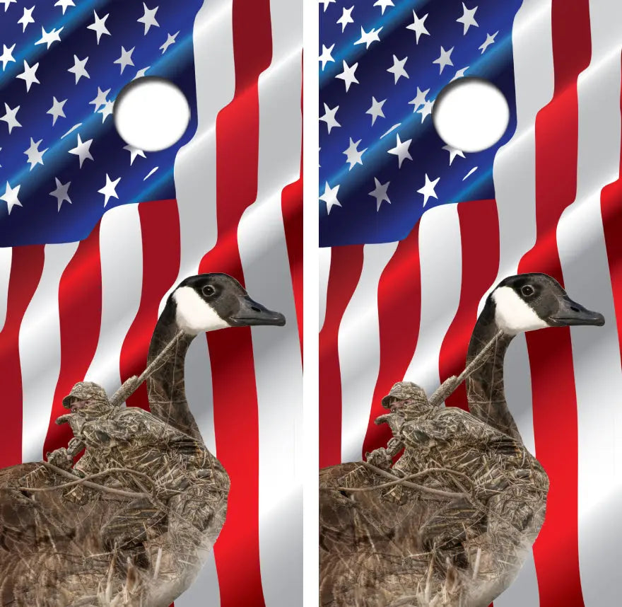 Canadian Goose Hunter Cornhole Wrap Decal with Free Laminate Included Ripper Graphics