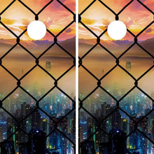 Load image into Gallery viewer, "Chain Link Sunset Cornhole Vinyl Wraps & Cornhole Boards (2 Pack) FH2070 KT Cornhole "