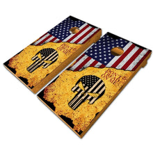 Load image into Gallery viewer, "Don't Tread On Me American Flag Cornhole Vinyl Wraps & Cornhole Boards (2 Pack) FH2095 KT Cornhole "