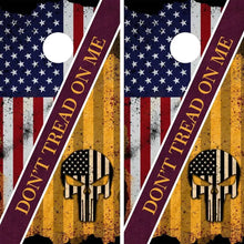 Load image into Gallery viewer, "Don't Tread On Me Striped Cornhole Vinyl Wraps & Cornhole Boards (2 Pack) FH2096 KT Cornhole "