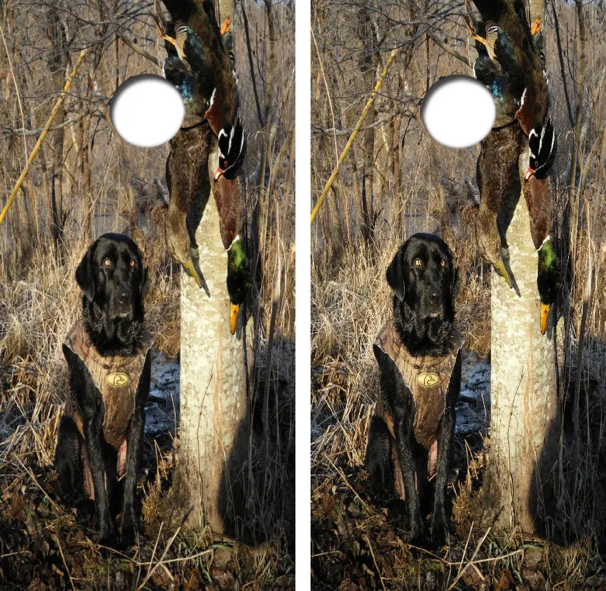 Duck Hunting Black Lab Cornhole Wrap Decal with Free Laminate Included Ripper Graphics