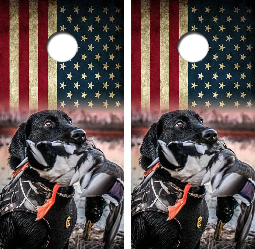 Duck Hunting Labrador Retriever Cornhole Wrap Decal with Free Laminate Included Ripper Graphics