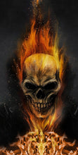 Load image into Gallery viewer, "Fire Skull Cornhole Vinyl Wraps & Cornhole Boards (2 Pack) FH2221B KT Cornhole Wraps and Boards "