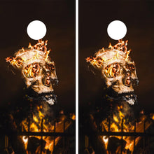 Load image into Gallery viewer, "Flaming Skull Cornhole Vinyl Wraps & Cornhole Boards (2 Pack) FH2220B KT Cornhole Wraps and Boards "