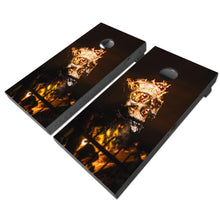 Load image into Gallery viewer, "Flaming Skull Cornhole Vinyl Wraps & Cornhole Boards (2 Pack) FH2220B KT Cornhole Wraps and Boards "