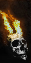 Load image into Gallery viewer, "Flaming Skull Cornhole Vinyl Wraps & Cornhole Boards (2 Pack) FH2222B KT Cornhole "