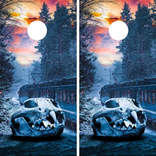 Load image into Gallery viewer, "Frozen Train Express Landscape Cornhole Vinyl Wraps & Cornhole Boards (2 Pack) FH2071 KT Cornhole "
