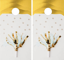 Load image into Gallery viewer, "Gold Confetti Cornhole Game Boards Decals Wraps Cornhole Board Wraps and Decals Cornhole Skins Stickers Laminated Cornhole Wraps KT Cornhole "