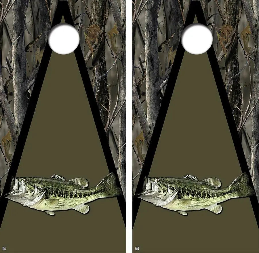 Largemouth Bass Camo Cornhole Wood Board Skin Wrap Ripper Graphics