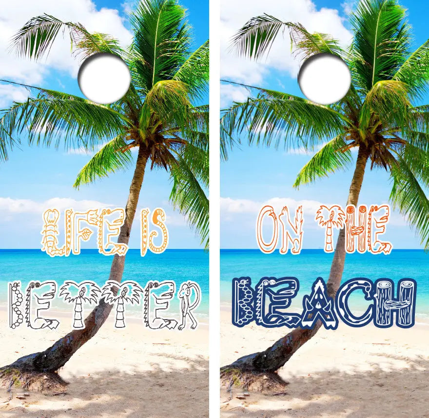 Life Is Better On The Beach Cornhole Wrap Decal with Free Laminate Included Ripper Graphics
