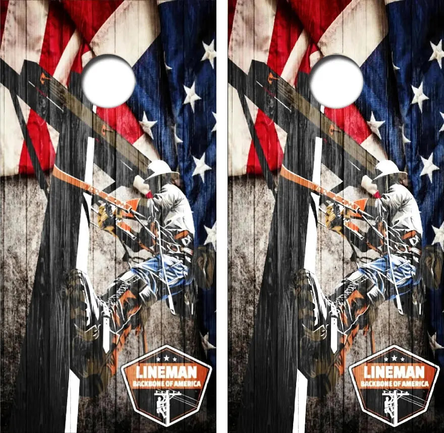 Lineman Cornhole Wrap Decal with Free Laminate Included Ripper Graphics