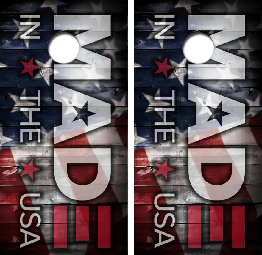 Made In U.S.A. Flag Cornhole Wrap Decal with Free Laminate Included Ripper Graphics
