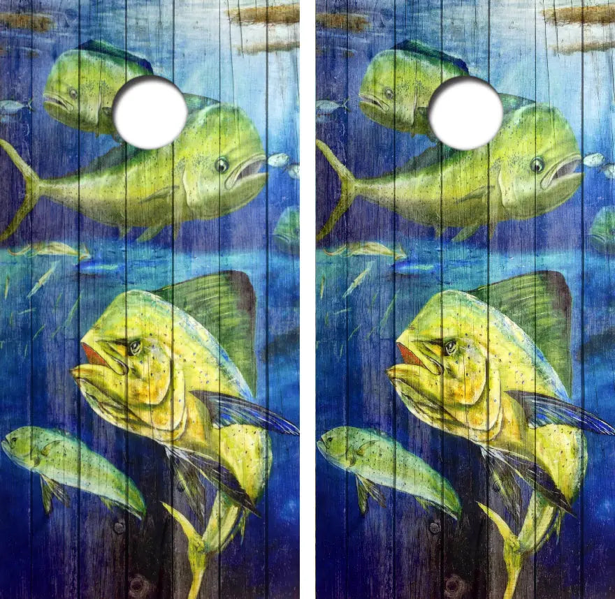 Mahi School Barnwood Cornhole Wrap Decal with Free Laminate Included Ripper Graphics