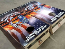 Load image into Gallery viewer, "POW MIA Sunset Cornhole Vinyl Wraps & Cornhole Boards (2 Pack) FH2094 KT Cornhole "