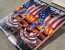 Load image into Gallery viewer, "POW MIA Sunset Cornhole Vinyl Wraps & Cornhole Boards (2 Pack) FH2094 KT Cornhole "