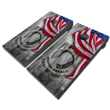 Load image into Gallery viewer, "POW MIA Weathered Grey Cornhole Vinyl Wraps & Cornhole Boards (2 Pack) FH2091 KT Cornhole "