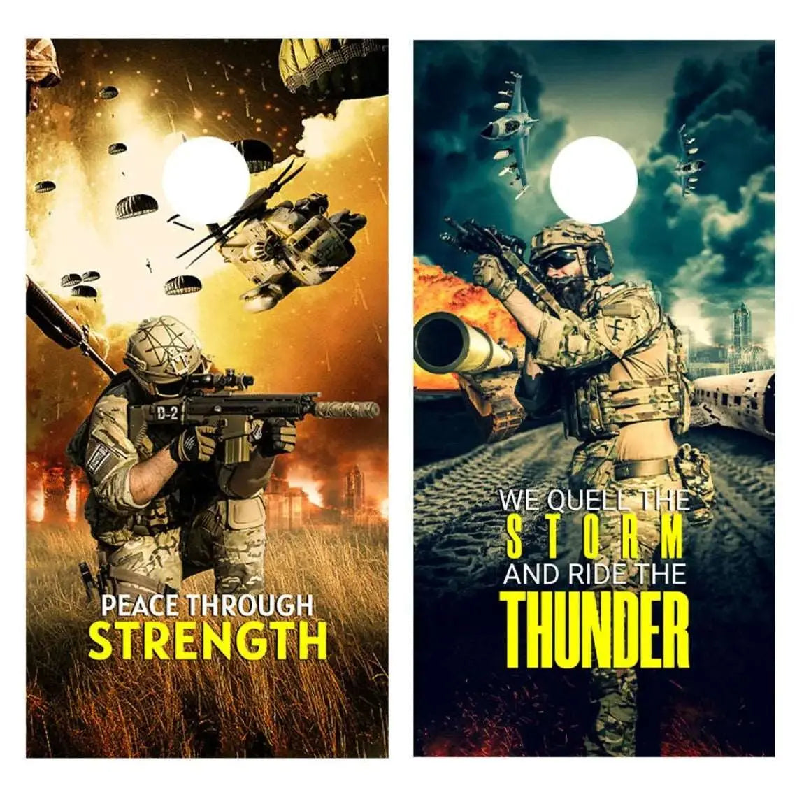 Peace Through Strength Cornhole Vinyl Wraps & Cornhole Boards (2 Pack) FH1003-02 KT Cornhole