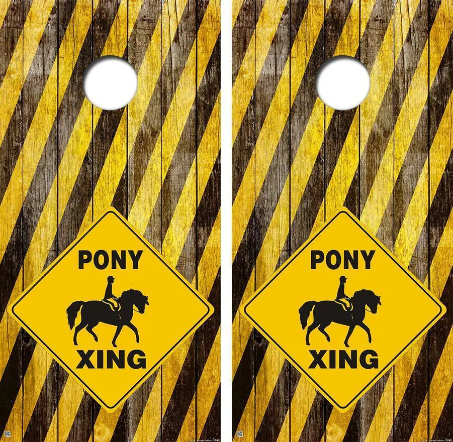 Pony Xing Cornhole Wood Board Skin Wrap Ripper Graphics