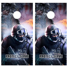 Load image into Gallery viewer, "Protect and Serve Police Cornhole Vinyl Wraps & Cornhole Boards (2 Pack) FH1000 KT Cornhole "