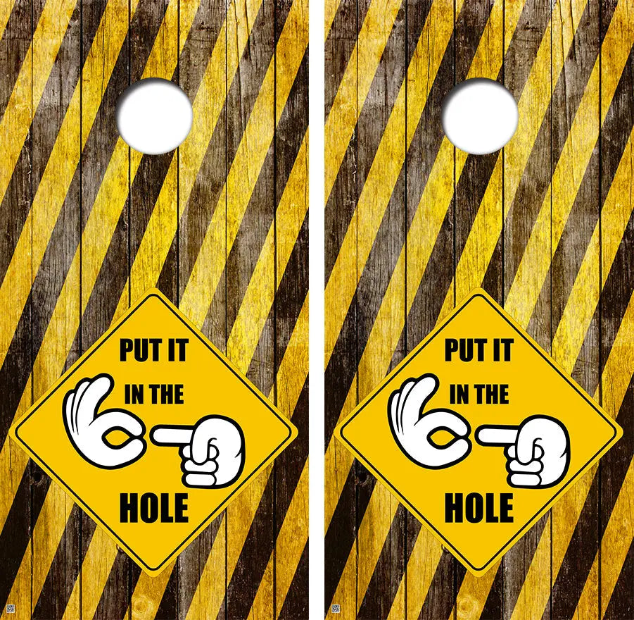 Put it in the hole Cornhole Board Skin Wraps FREE LAMINATE Ripper Graphics