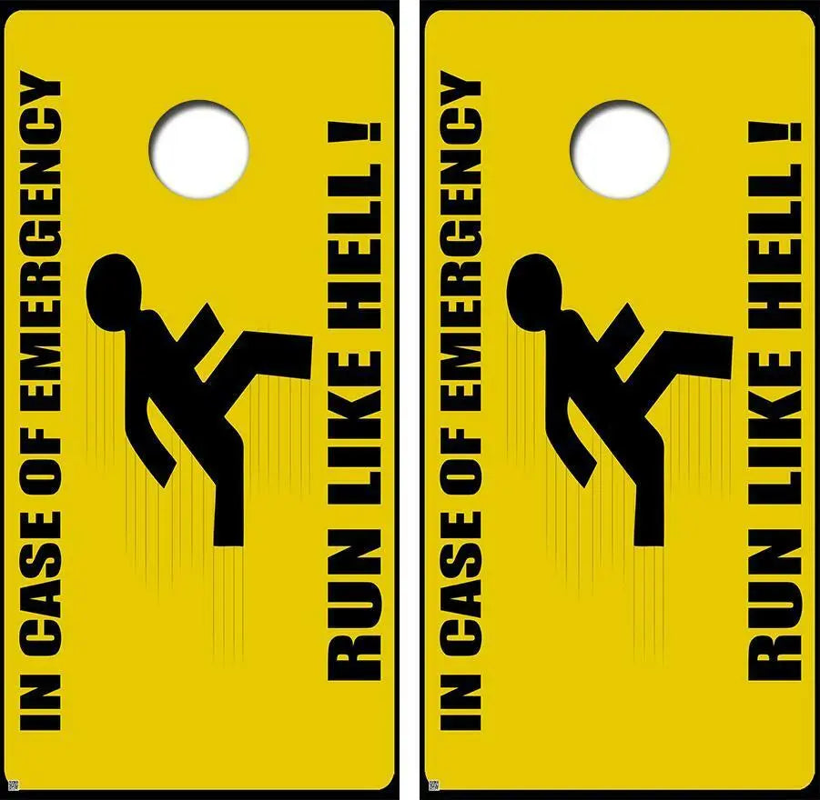 Run Like Hell Cornhole Wood Board Skin Wrap Ripper Graphics