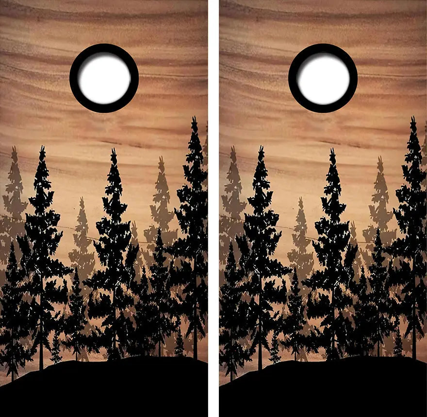 Rustic Pine Forest Cornhole Wrap Decal with Free Laminate Included Ripper Graphics