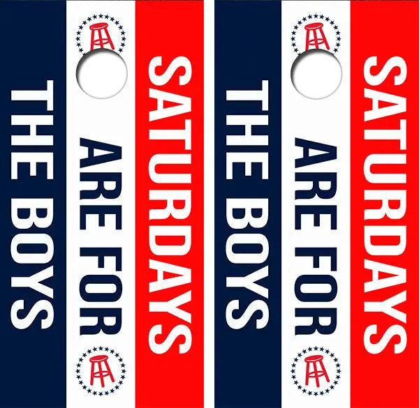 Saturdays Are For the Boys Cornhole Wood Board Skin Wrap Ripper Graphics
