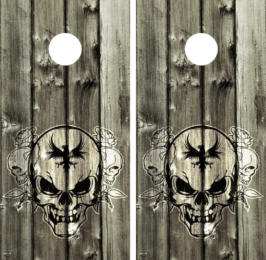 Skull Vintage Cornhole Board Skin Wrap FREE LAMINATE Ripper Graphics