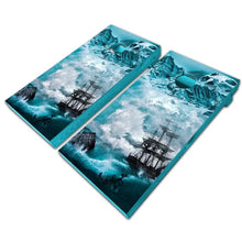 Load image into Gallery viewer, "Tall Ships Mountain Seas Cornhole Vinyl Wraps & Cornhole Boards (2 Pack) FH2072 KT Cornhole "